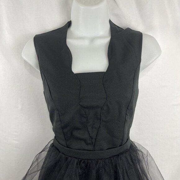 Modcloth Black Balletcore Dress w/ Tulle Overlay Women's Size S - Picture 3 of 14